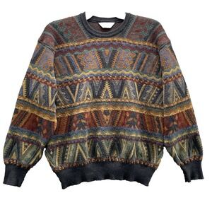 VTG Dalmine Uomo Nordic Sweater Men L/XL*  Wool 100%Chunky 3D Retro 90s Academia